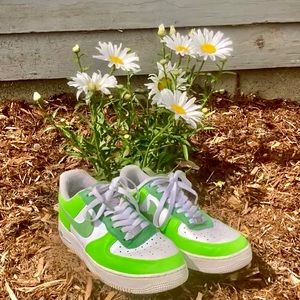 Custom Daisy Green Pallet Color Block Air Force 1s